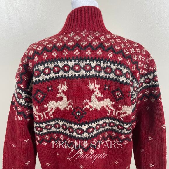 Rare Vintage Reindeer Holiday Sweater ASO Phoebe Buffay Friends Oversize Knit - Picture 12 of 13